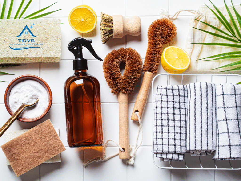 Green cleaning products used by a professional cleaner