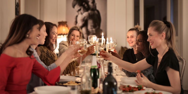 Group of friends enjoying a clean and inviting home together.