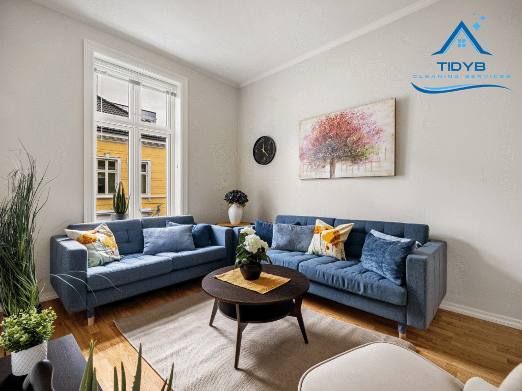 Family enjoying time in a clean, organized home